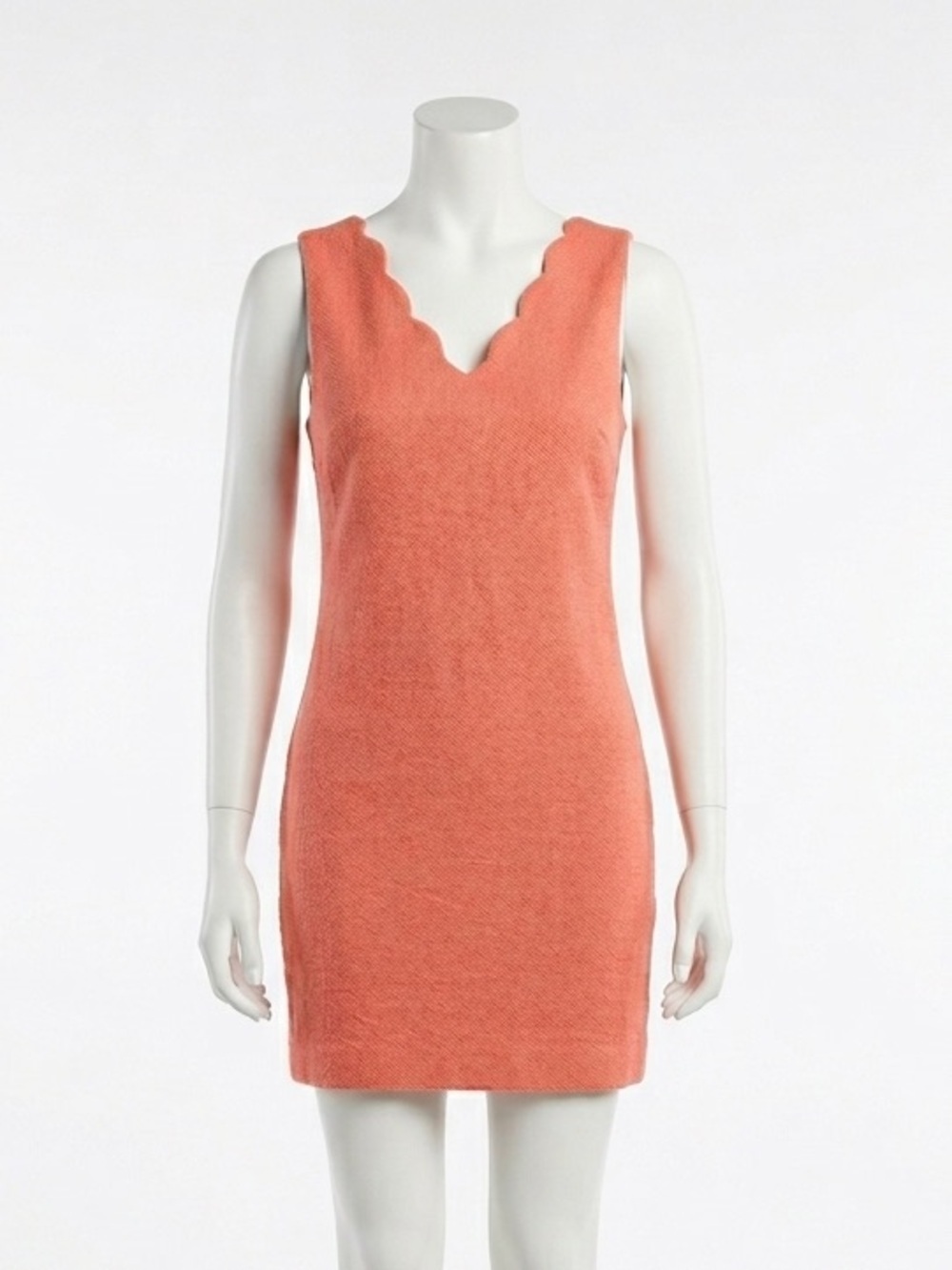 CeCe Cynthia Steffe Coral Pink Scalloped Sleeveless Shift Dress Size 2